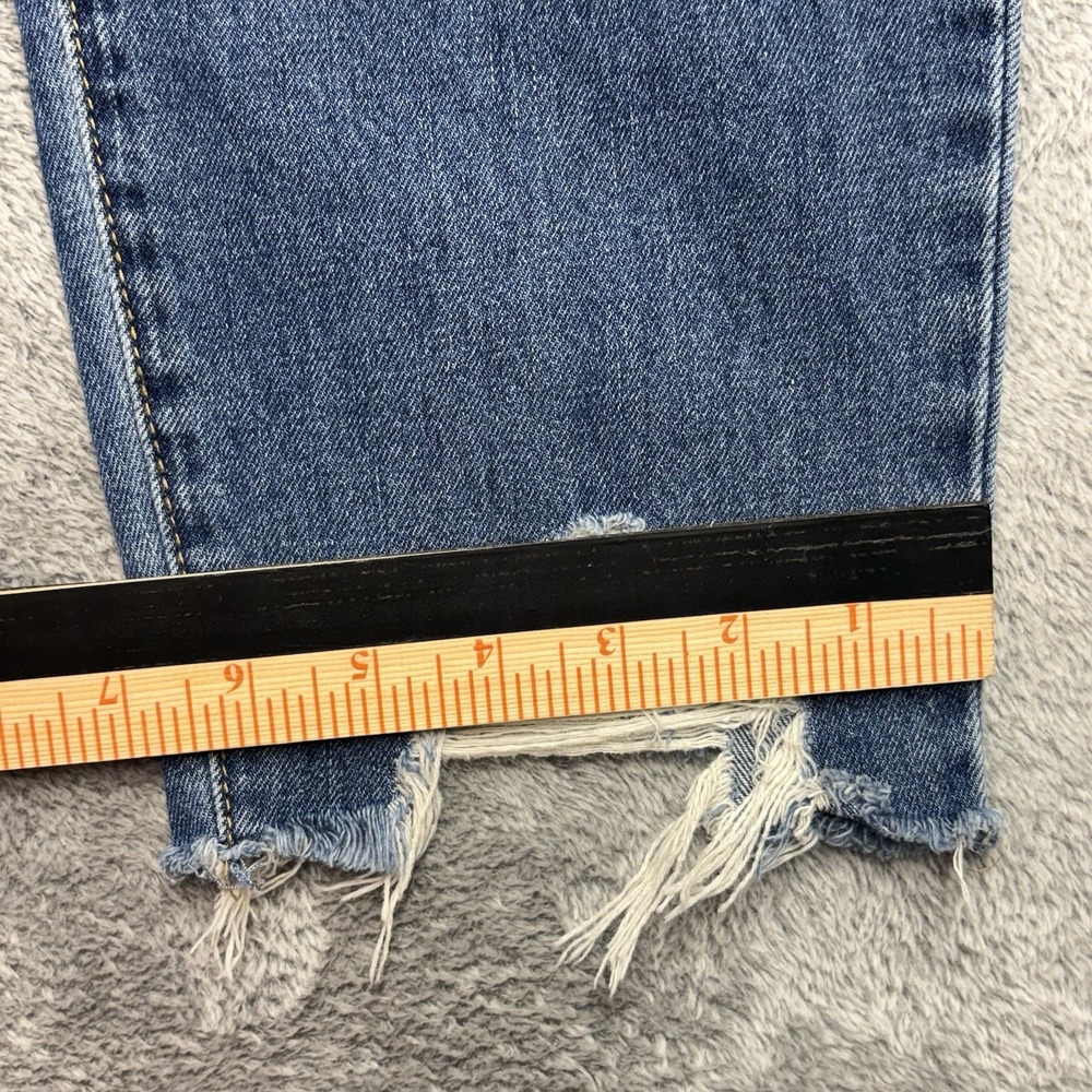 Rue21 Distressed Skinny Jeans Women Size 12 High Rise Blue Denim Raw Hem - Picture 10 of 14